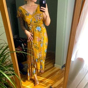 Yellow maxi floral dress